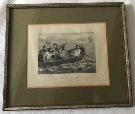 Schilderij met boot tafereel Original Stahlstich Afmetingen 33 x 29 cm