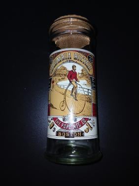 Vintage glazen pot met kurk - Columbia Bicycle