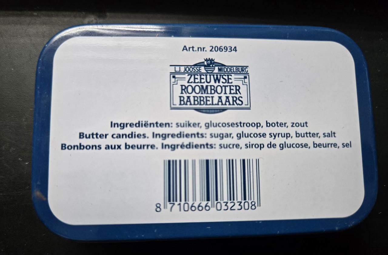 L.J. Joosse blik met Zeeuwse roomboterbabbelaars,  (1999-2000). 9.5x6x2cm