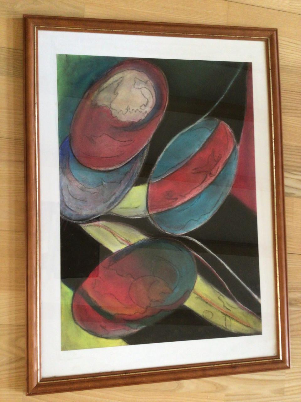 Pasteltekening in lijst