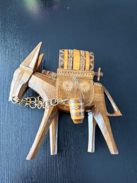 Vintage houten ezel decoratie – handgesneden