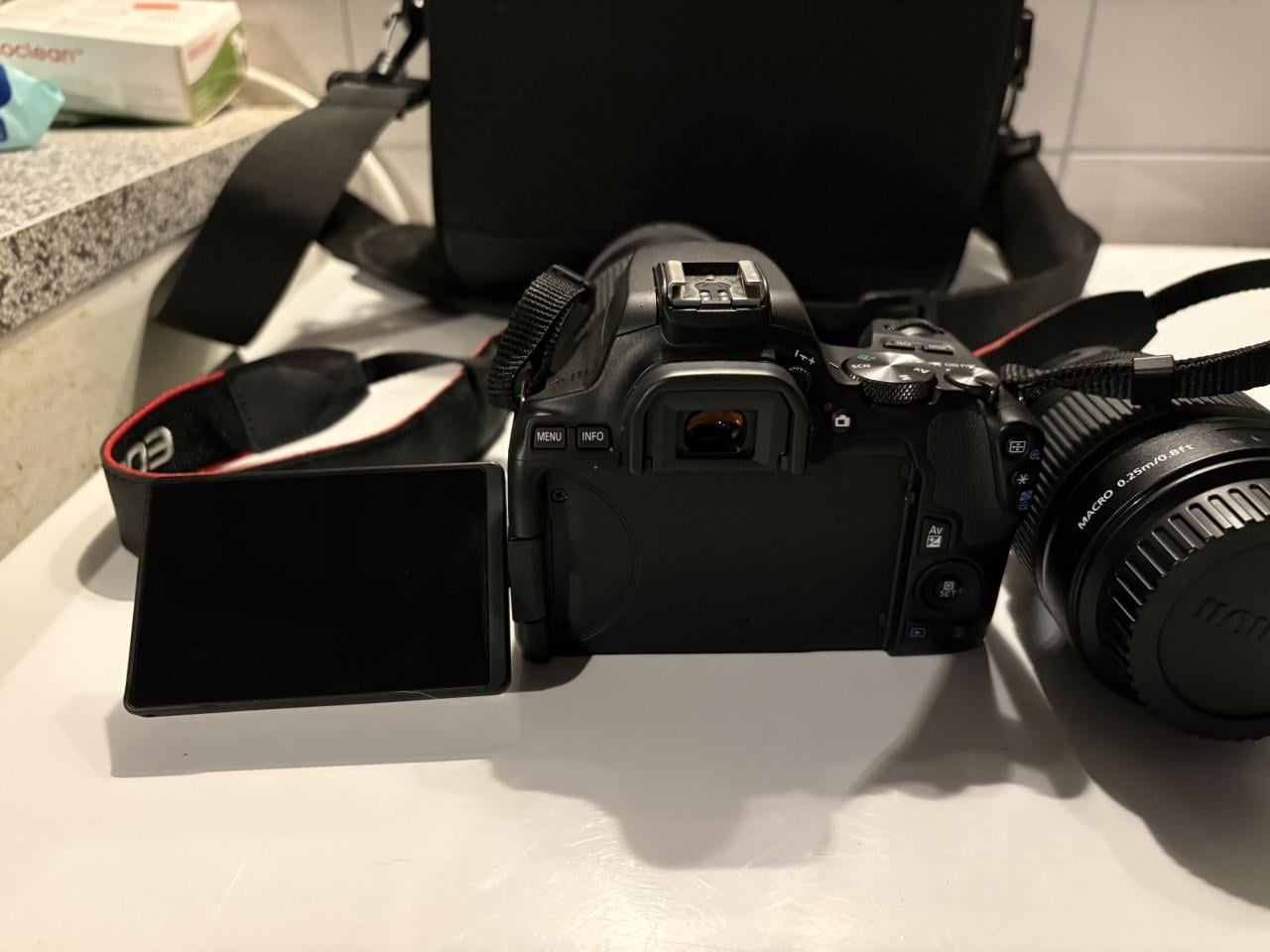 Canon EOS 250D met 2 lenzen en cameratas