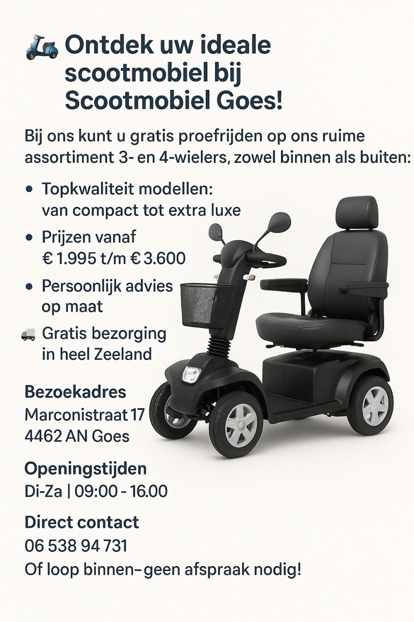 🛵 Overweegt u een scootmobiel? Kom langs bij Scootmobiel Goes!