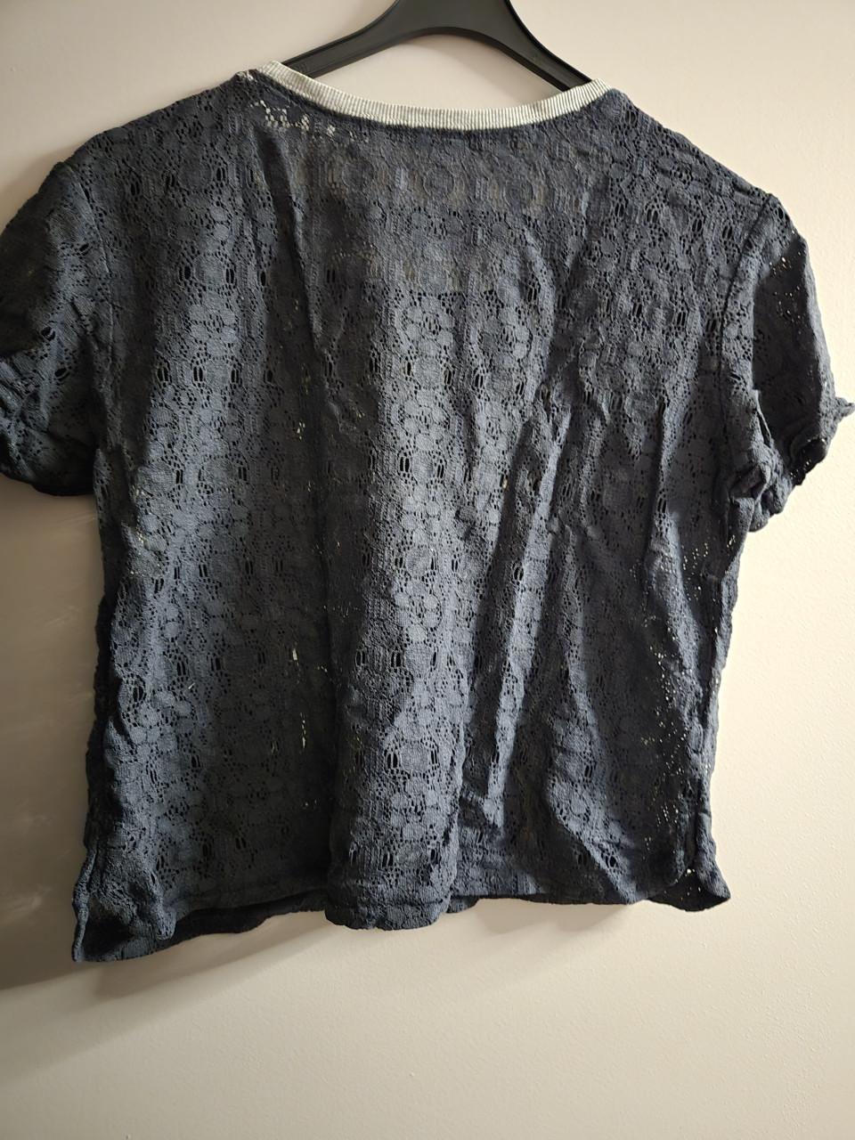 Zwart Kanten shirt van Sisley  Maat 160 /10-11 jaar.