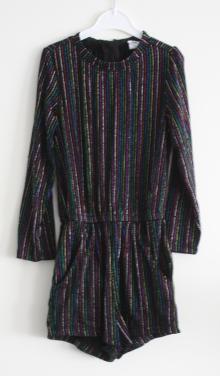Jumpsuit zwart met glitter strepen  maat 110-116