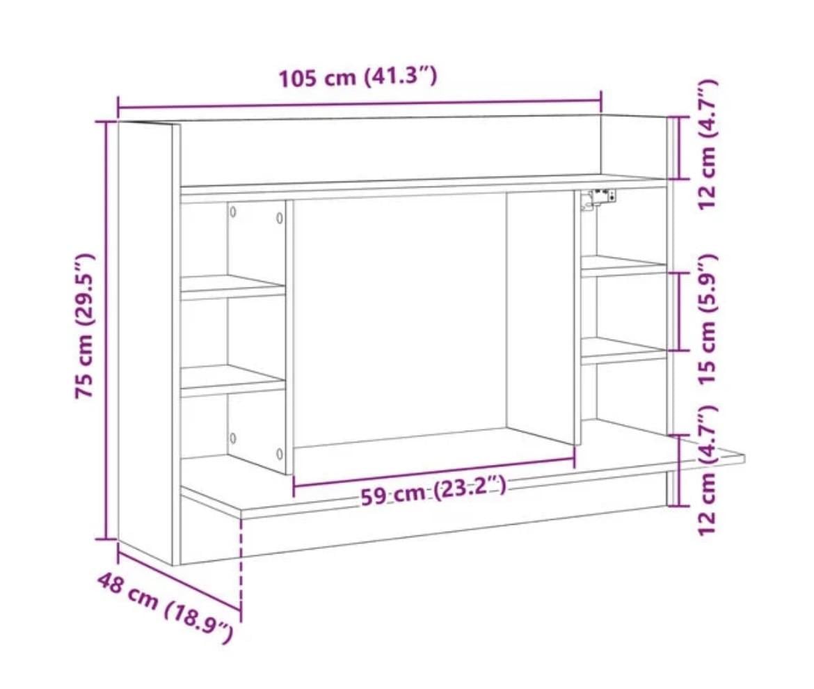 Nieuw wandbureau Afmeting 105 x 48 x 75 cm.