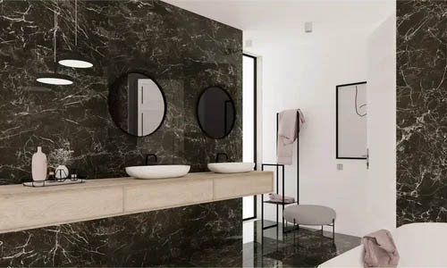 3030-325 Marmerlook tegels, gepolijst 60x120, zwart van € 60,44/m² voor