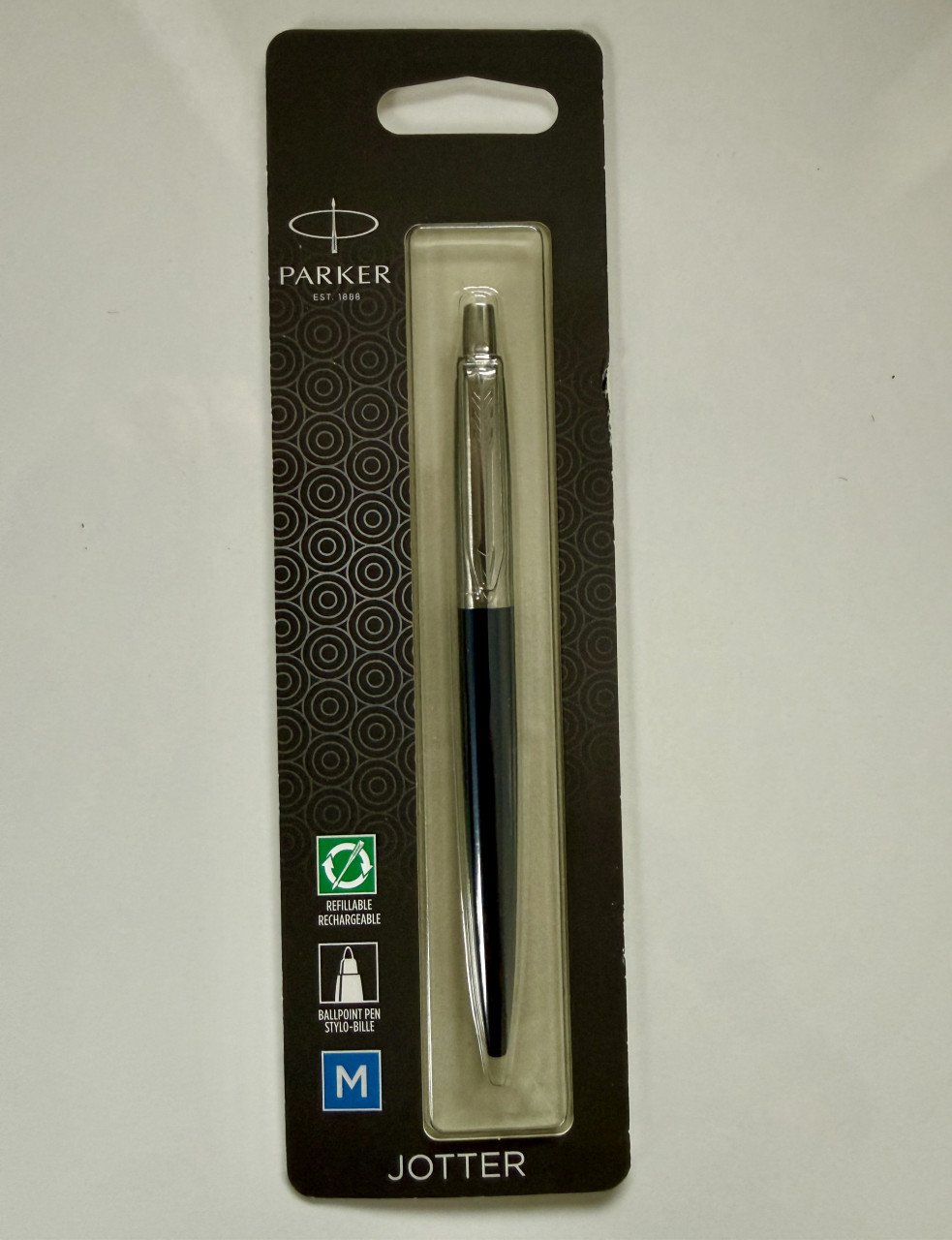 Parker balpen Jotter stainless steel met blauw