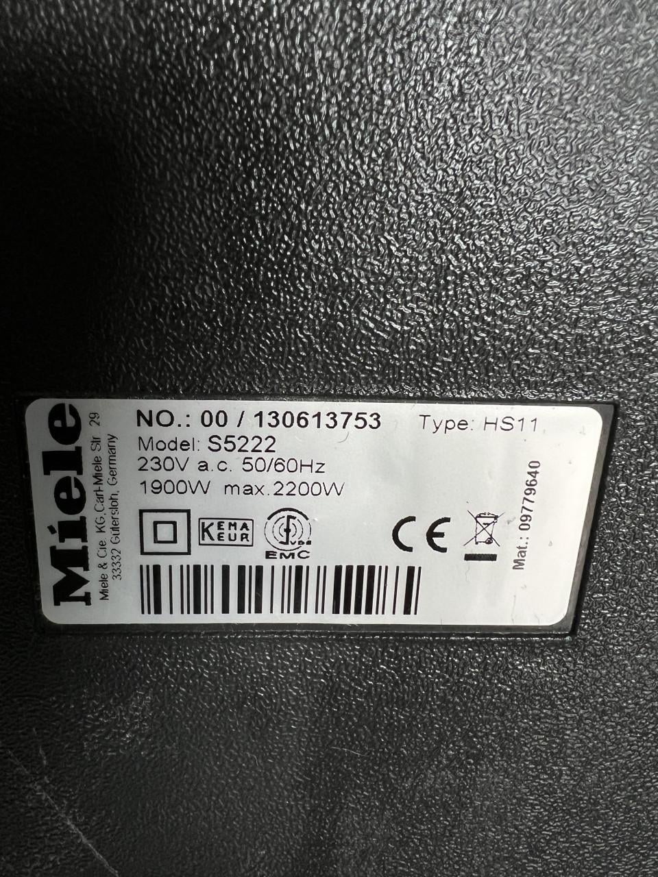 Miele Black Pearl 5000  stofzuiger 2200 W als nieuw winkelprijs €349,-