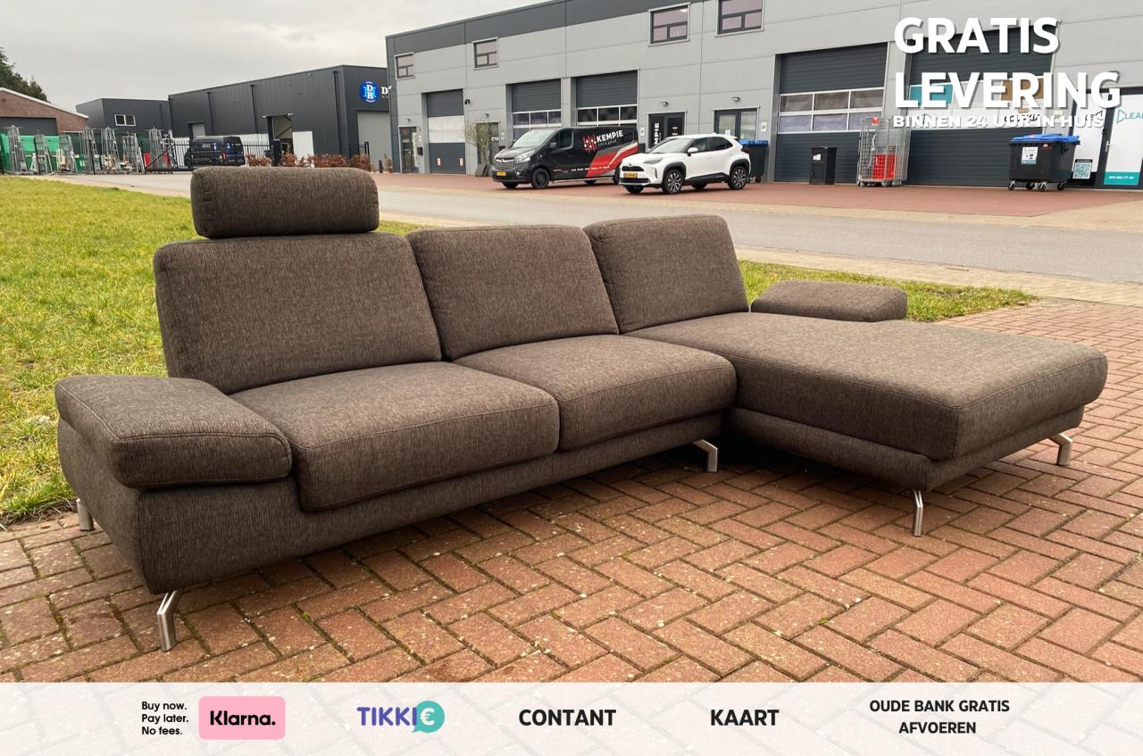 Henders & Hazel Donkerbruine Stoffen Hoekbank-Gratis Levering NL