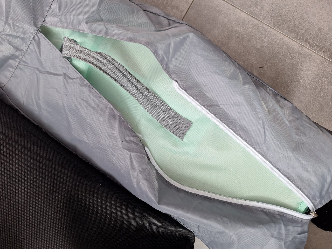Campingbedje, logeerbed, lupilu, campingbed, reiswieg, mintgroen grijs,