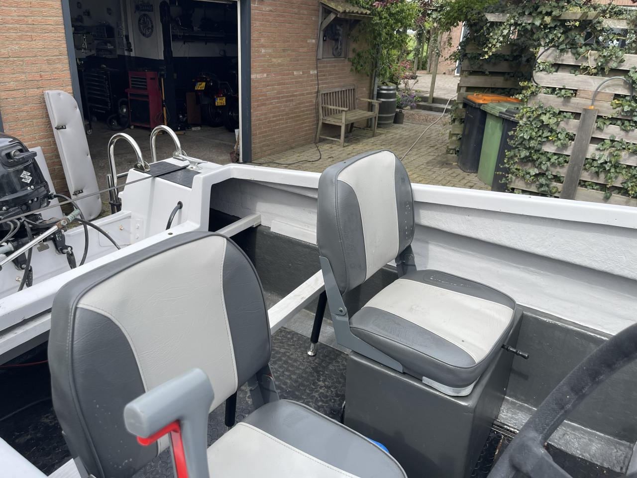 Pilot 420 kajuit boot of visboot met Suzuki 15 pk 4-takt en trailer