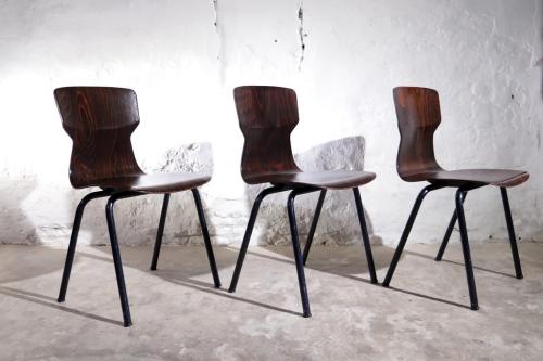 3 vintage schoolstoelen