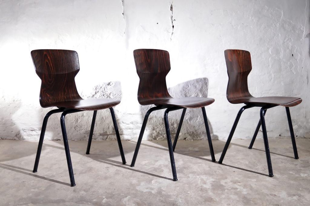 3 vintage schoolstoelen