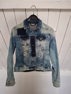 Spijker jas blauw/wit Maat S