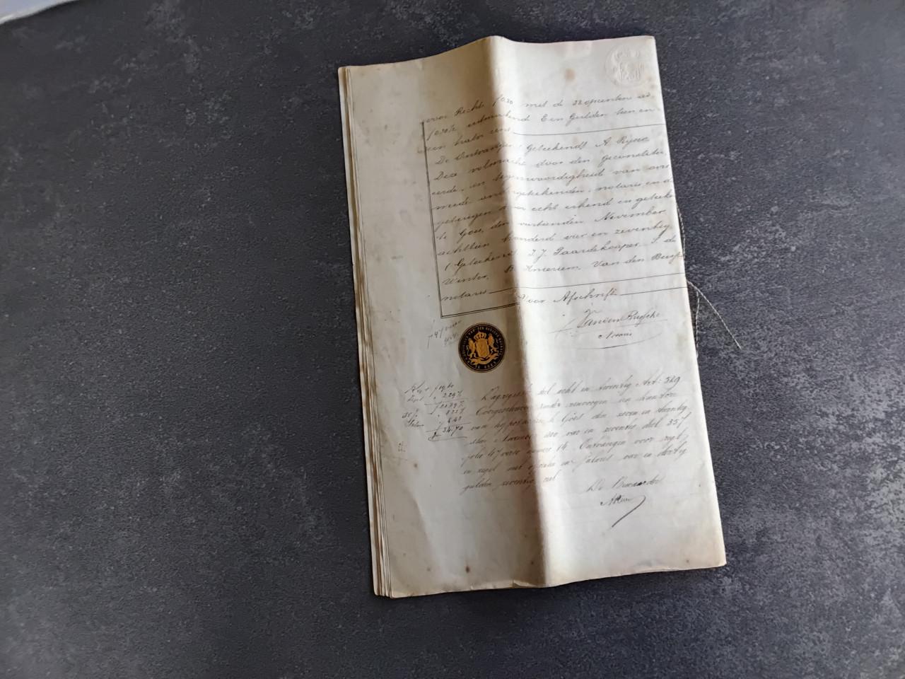 Akte van Overschrijving onroendgoed Goes in de herberg het Slot Oostende