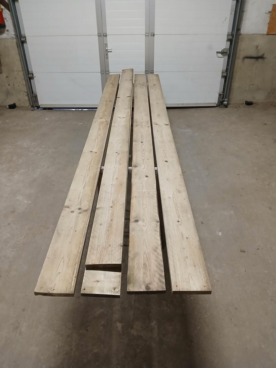 7 lange dikke tuinhout planken geïmpregneerd hout totaal 29 meter.