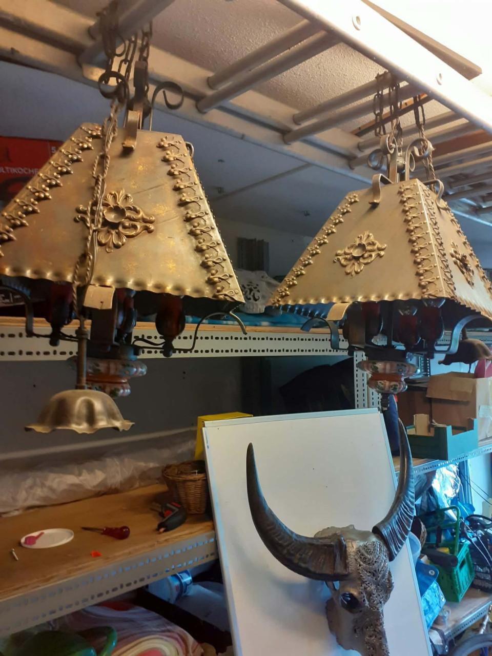 4 koperen lampen