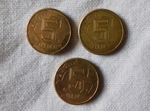 Herdenkings 5 gulden munten EK voetbal 2000
