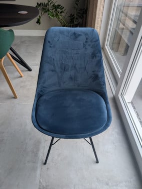 Stoffen stoelen 4x (2x okergeel, 2x blauw)