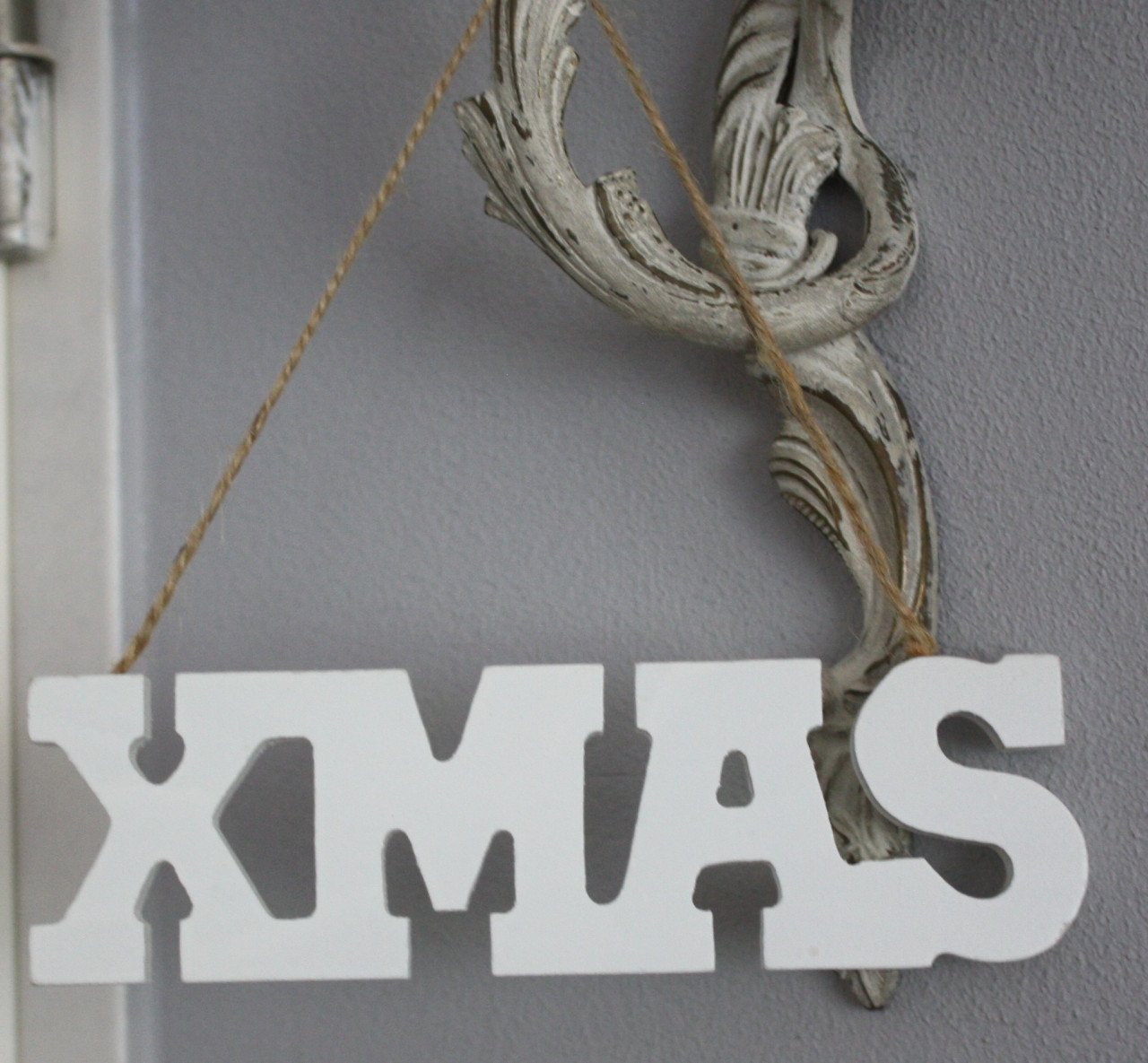 Houten kerstboom hanger wit xmas