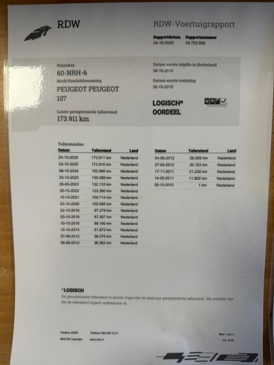 Peugeot 107 1.0-12V XS|NL AUTO | 173.000KM N.A.P | APK10/26