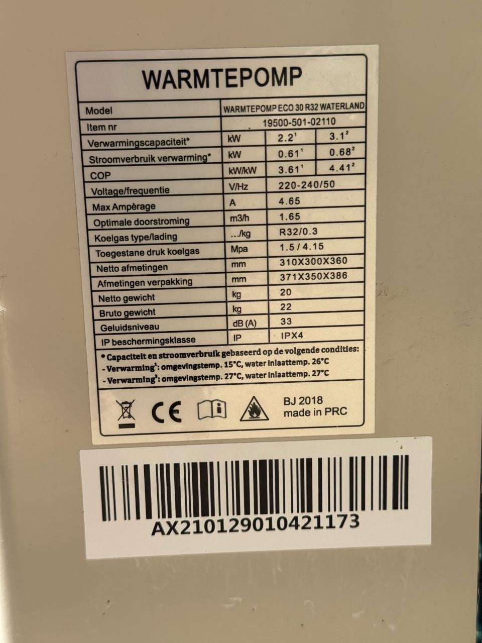 Warmtepomp eco 30 R32 Waterland