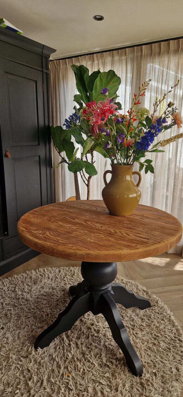 Massief eiken ronde eettafel