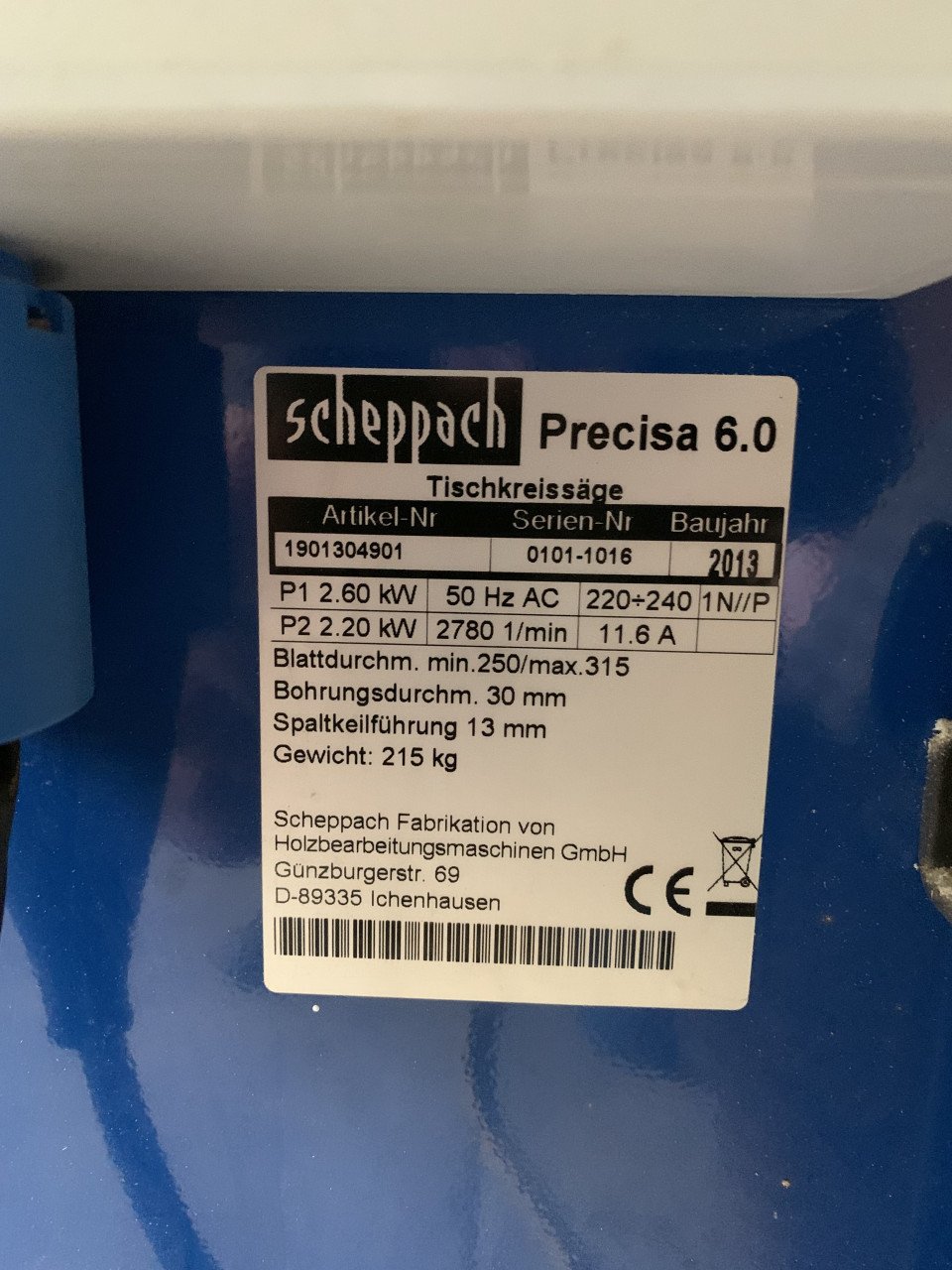 Tafelcirkelzaag Scheppach Precisa 6,0