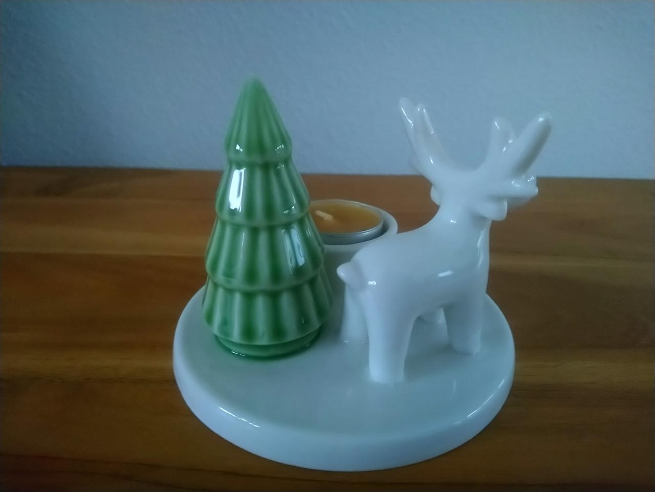 Porseleinen theelichthouder rendier kerst