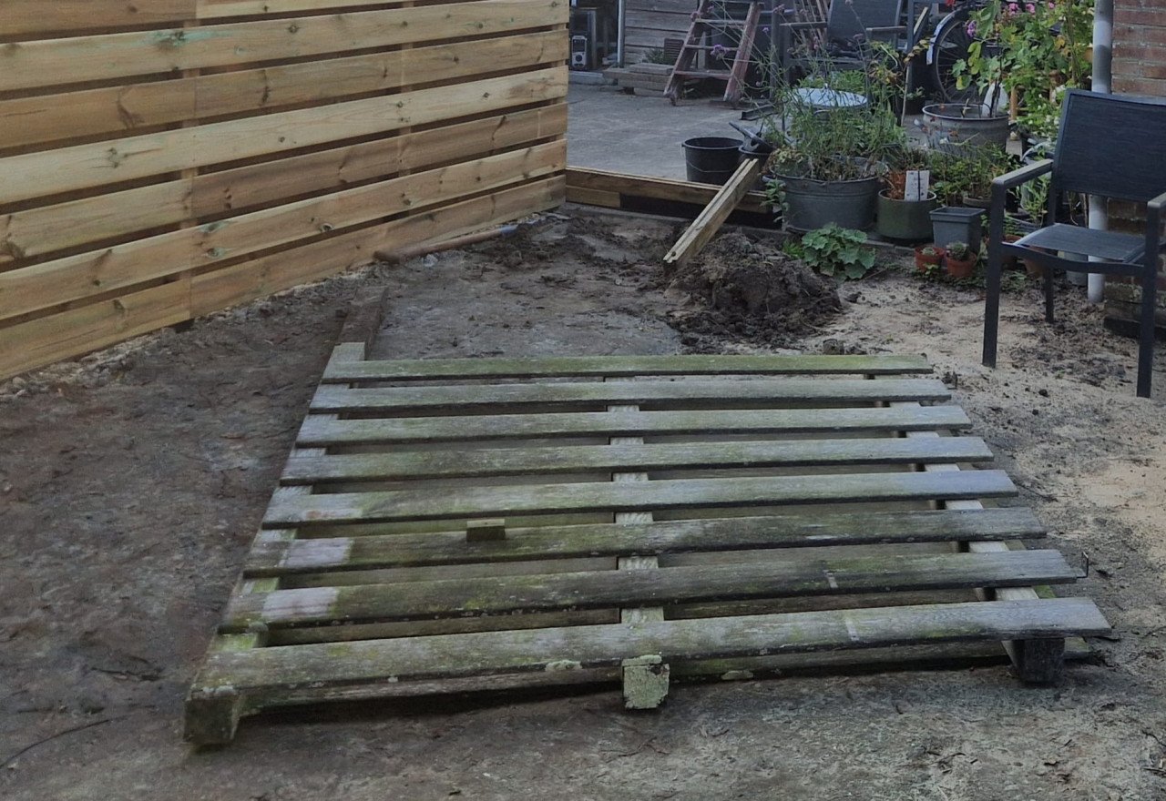 Gebruikt tuinscherm schuttingsdeel hardhout - nog prima!