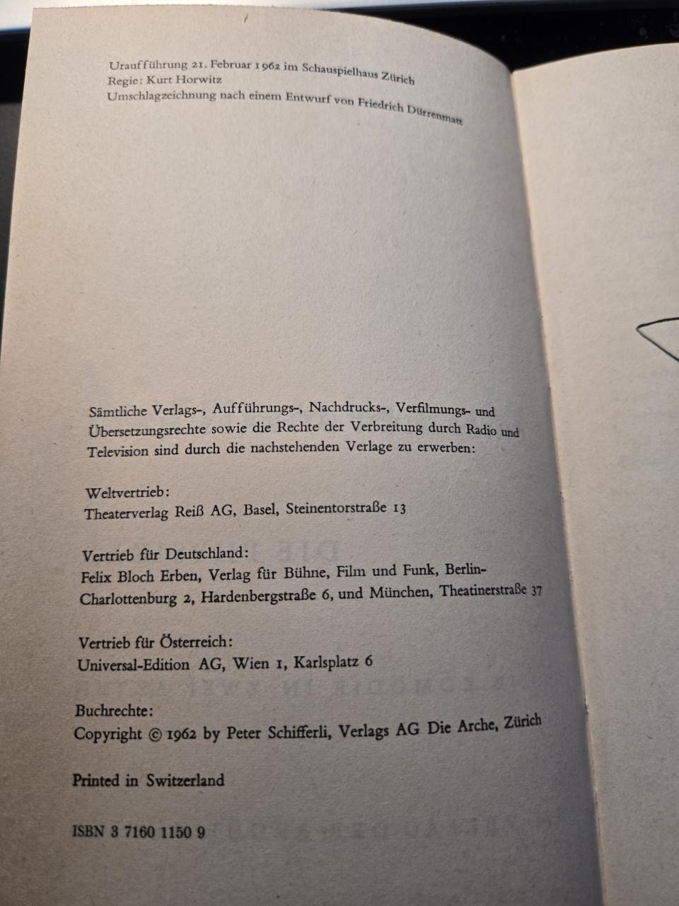 Boek "Die Physiker" (De Natuurkundigen), 1e druk 1962