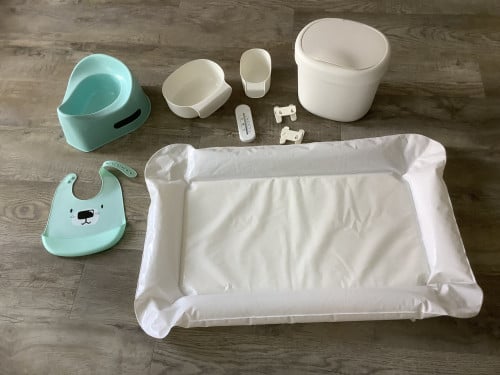 Ikea Commode Set: Mandjes Emmer, Kussen, Potje, Slab, Thermometer, Haken