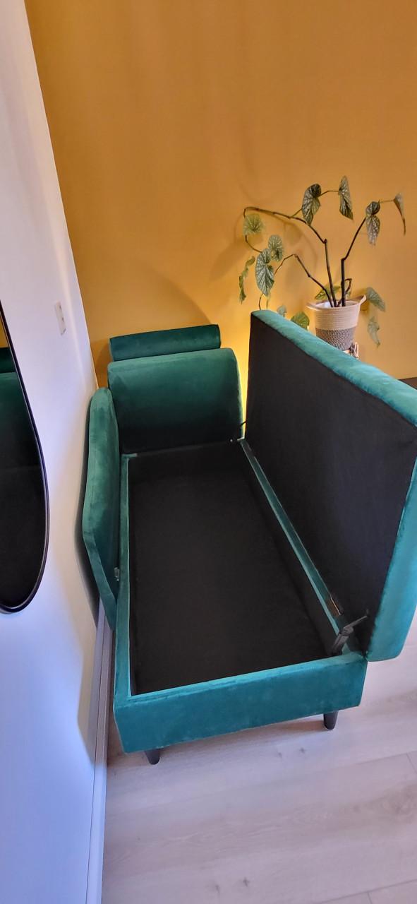 LUIRO - Chaise longue - Groen - Rechterzijde - Fluweel