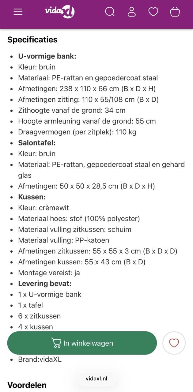 VidaXL 2-delige Loungeset met kussens