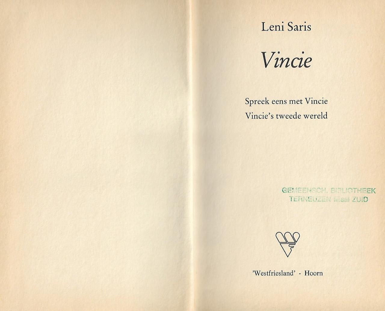 Boeken  B 61  Vincie  Leni Saris    153 bladzijden