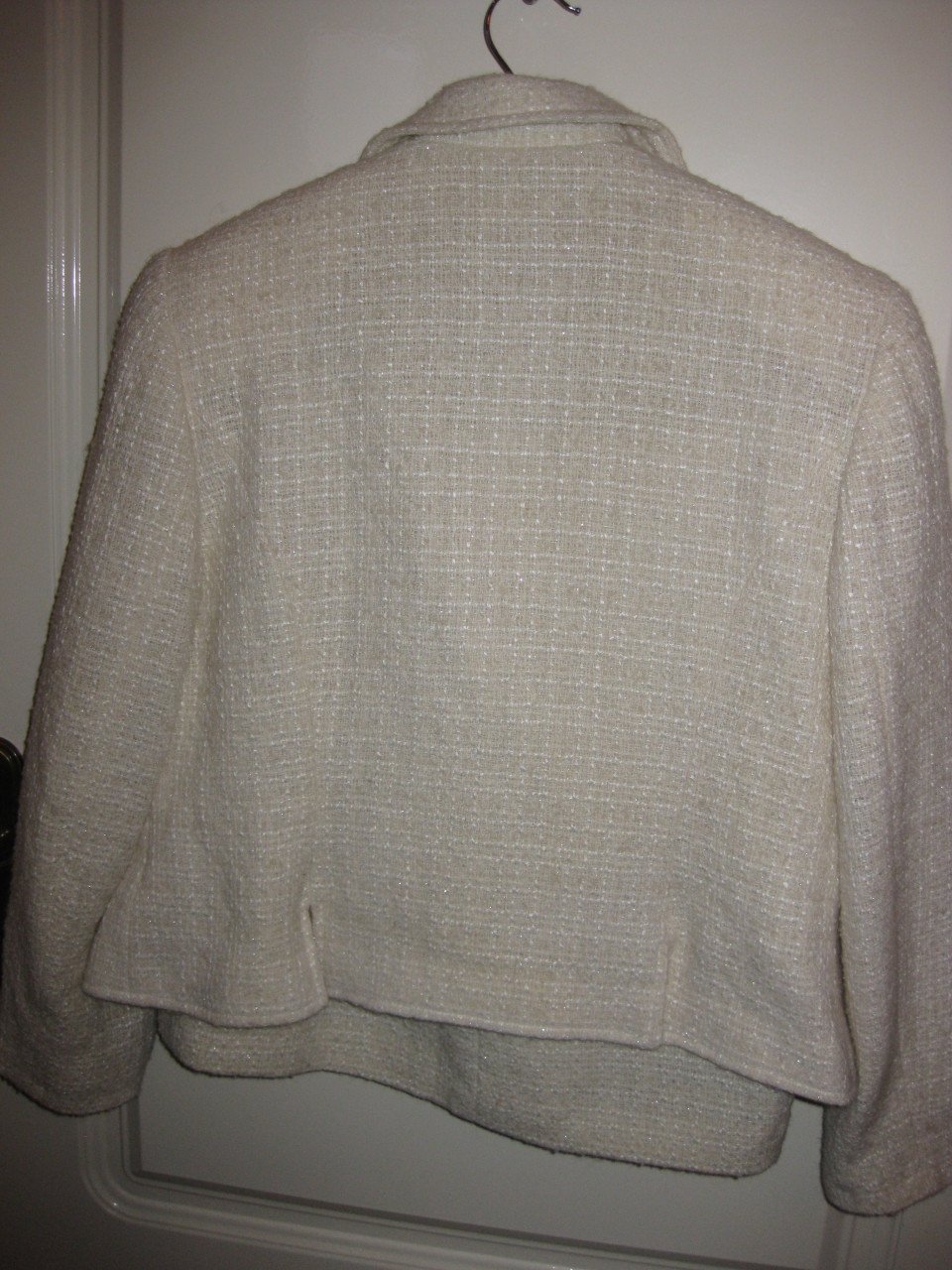 Vintage Jackie Kennedy stijl - Creme wolwit mantelpakje merk Nienhuis