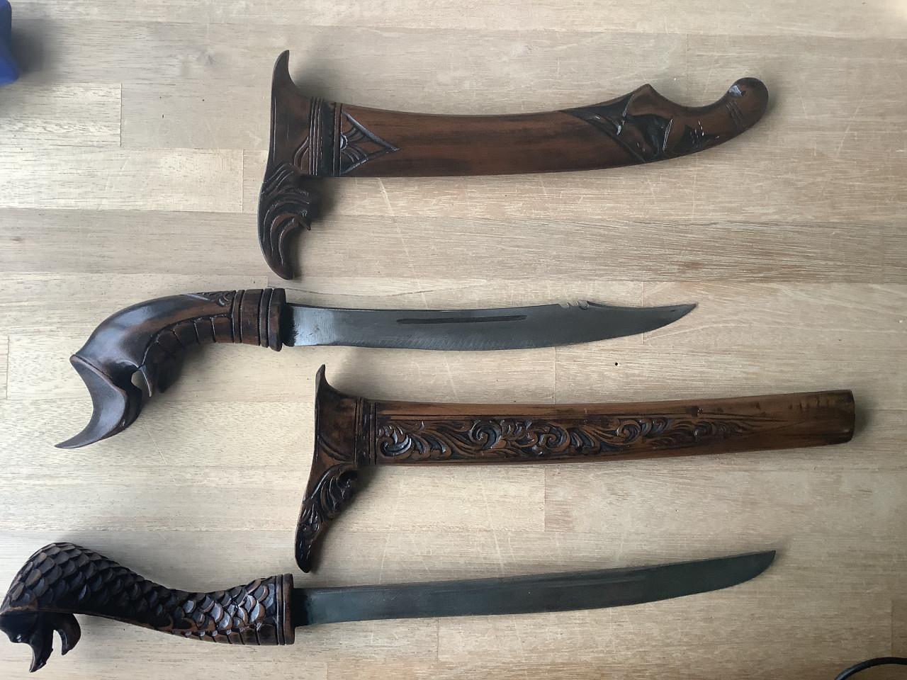 Mooie houtsnijwerk messen