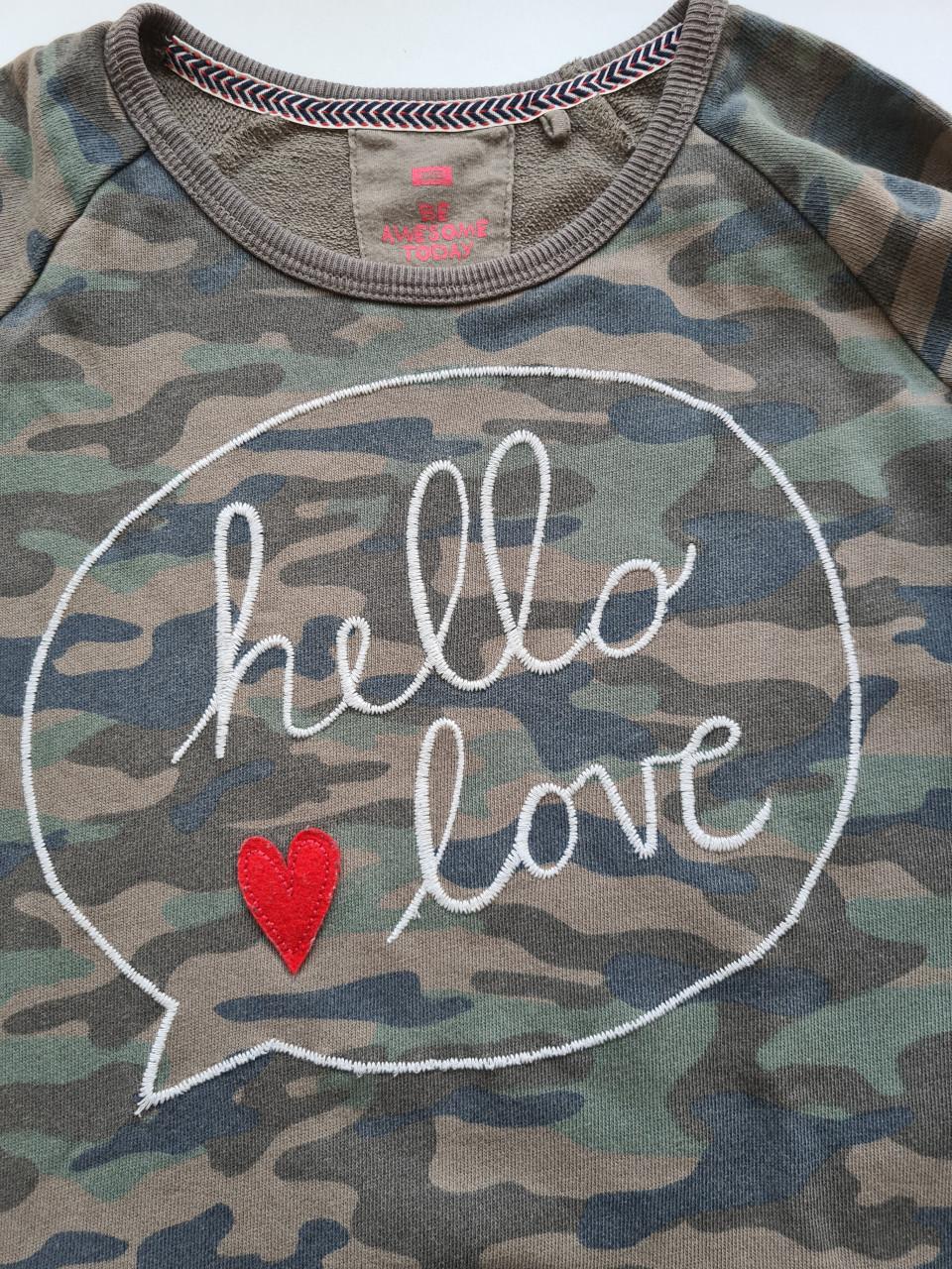WE Jurk/trui camouflage 'hello love' mt 146-152