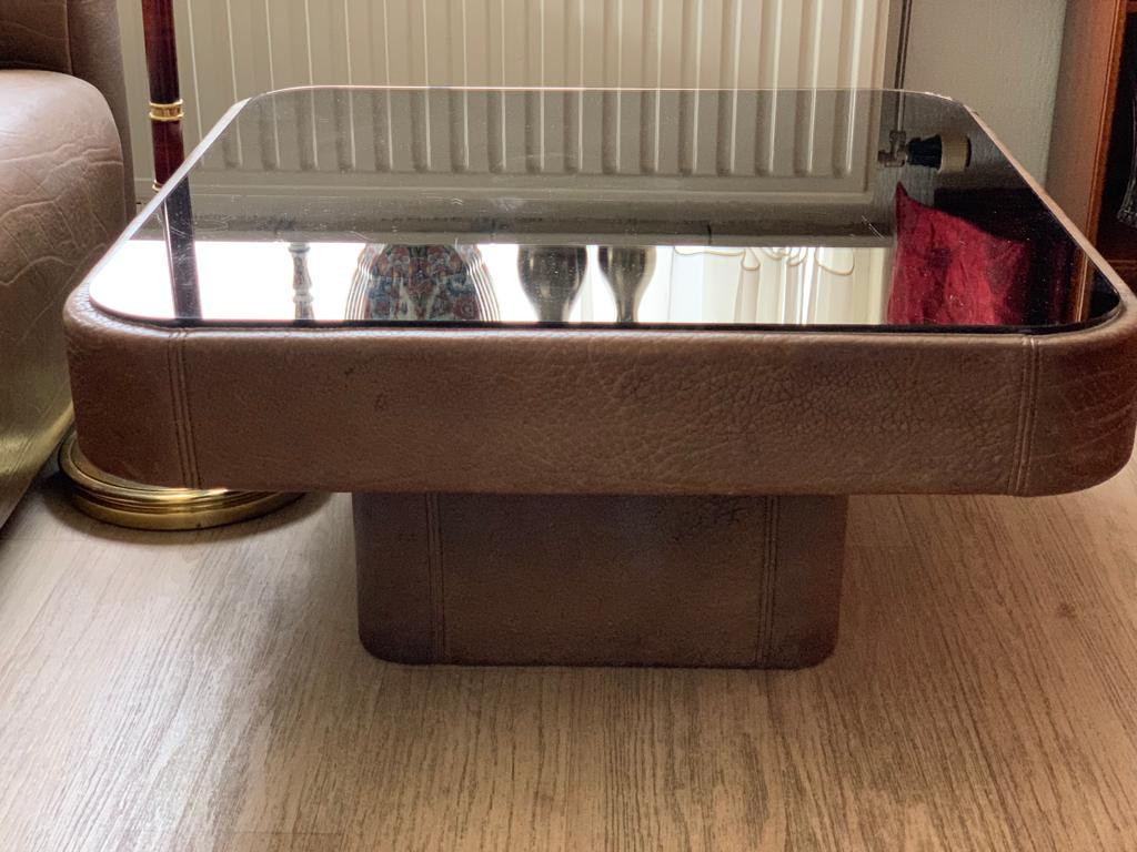 Vintage De Sede DS 47 lederen 2-zits bank + bijhorende tafel