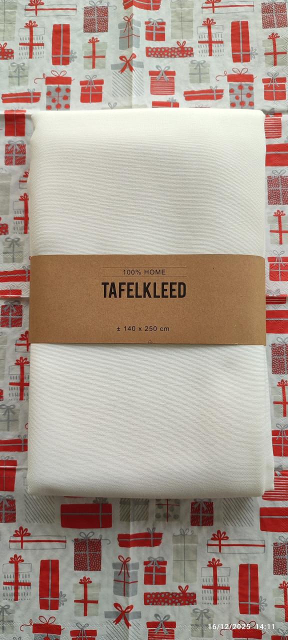 Nieuw beige tafelkleed (60% polyester, 40% katoen) - 140 x 250 cm