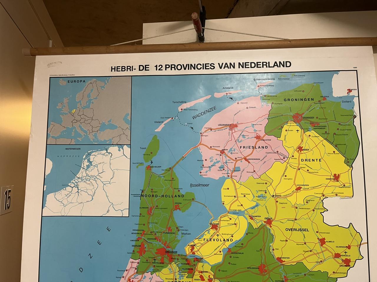 Schoolkaart Hebri de 12 Provincies v Nederland
