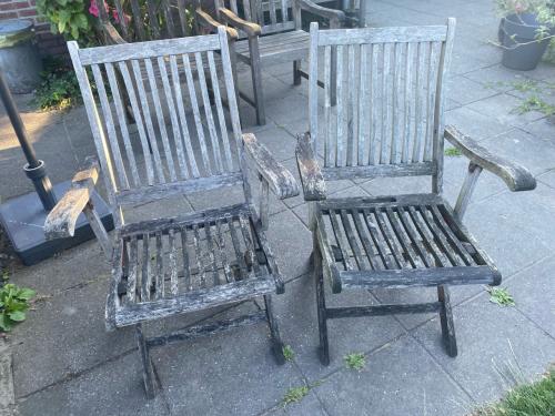 Tuinstoel teak 2 stuks