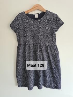 Lief donkerblauw jurkje met witte stippen  van H&M