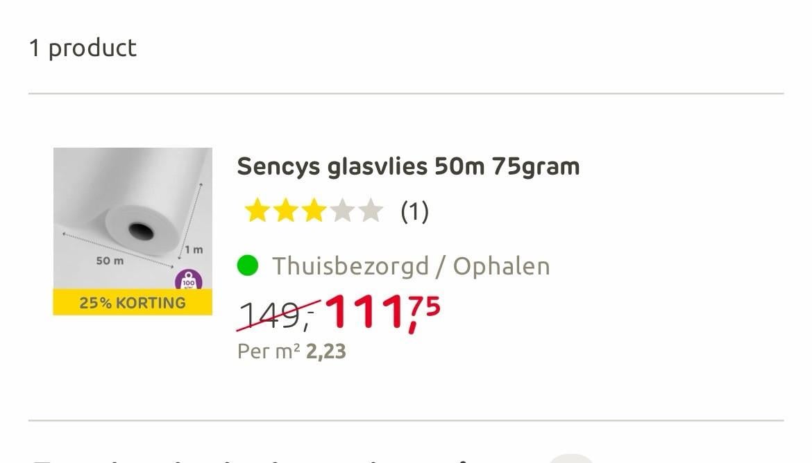 Glasvlies behang 50 meter (nieuw)