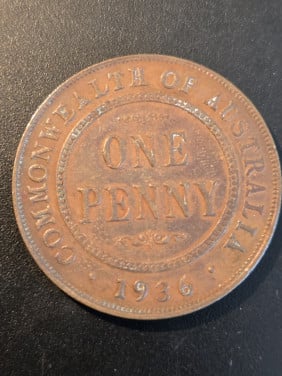 Munten Australie 3 st. 1 penny 1936  5 cent 1981  10 cent 1966 Elisaeth II