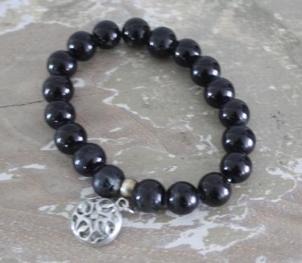 Zwarte kralen armband rekbaar