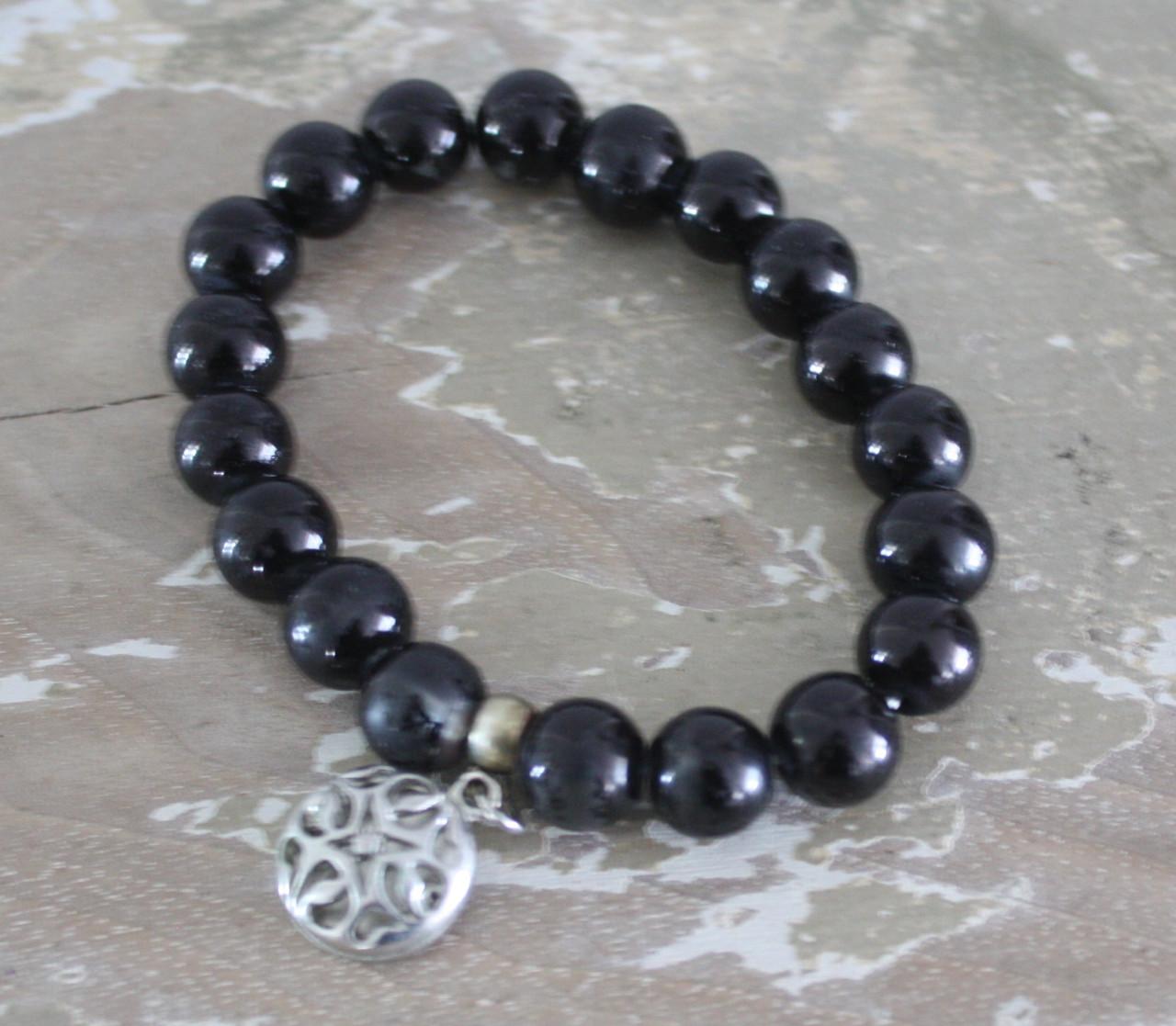 Zwarte kralen armband rekbaar