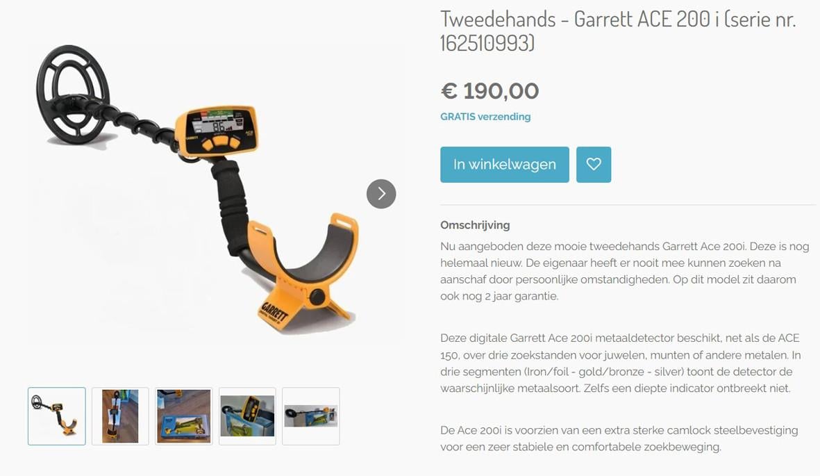 Tweedehands A-merk metaaldetectors bij De Detectorshop
