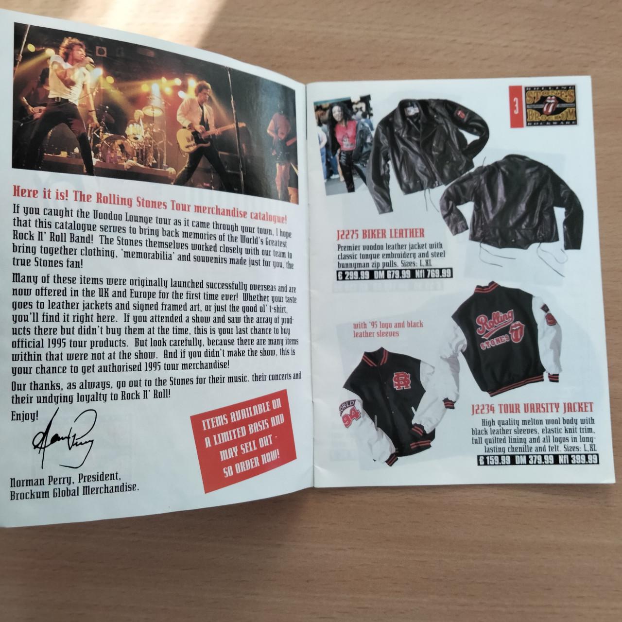 Merchandise catalogue  1995 Rolling stones